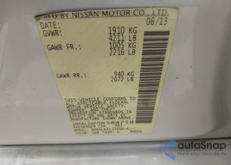 2013 Nissan Altima 2.5 S из США, поврежденный, VIN 1N4AL3AP7DN584758